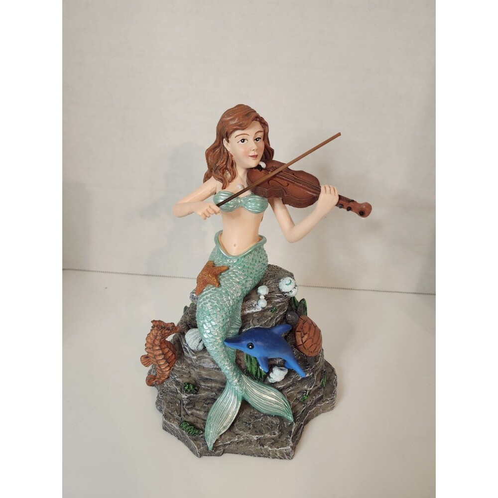 Solar Garden Lights Outdoor Mermaid Statue with Seahorses, Dolphins &